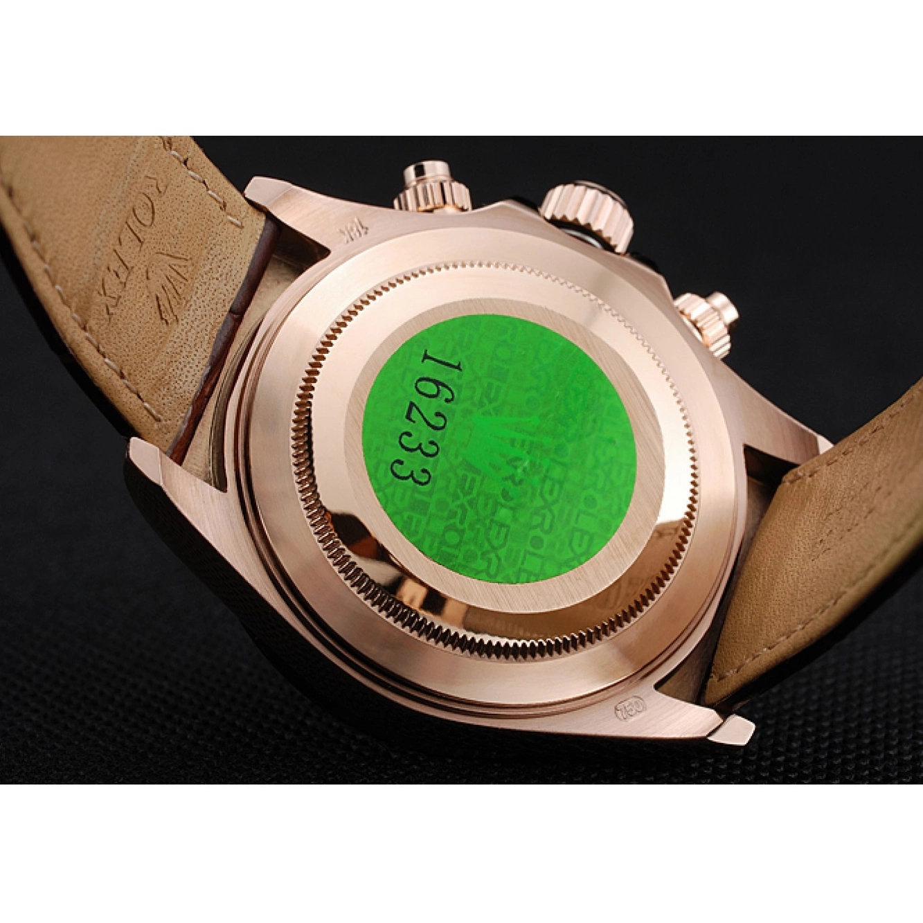 MiroTime 0726 Rolex Cosmograph Daytona Brown Dial Rose Gold Case Brown Leather Bracelet 1454243